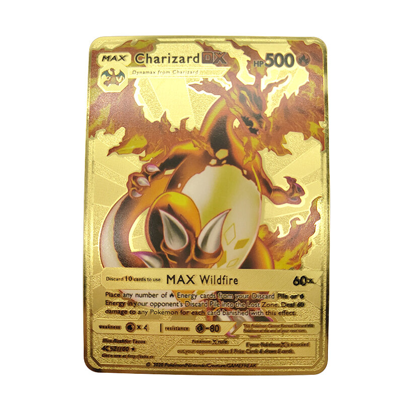 Pokemon Pikachu Metall Karten Vmax Mewtwo Charizard Sammlung Karte Spielzeug Geburtstag Geschenke Für Kinder