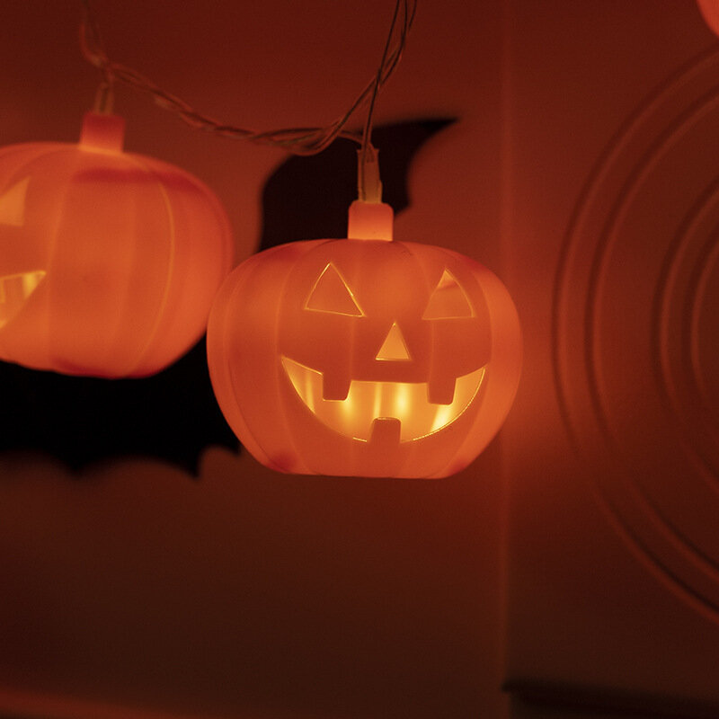 Halloween Lentera Cahaya Tali LED Pesta Meriah Suasana Lampu Dekoratif Labu Tengkorak Kelelawar untuk Luar Ruangan Dekorasi Pesta Halloween