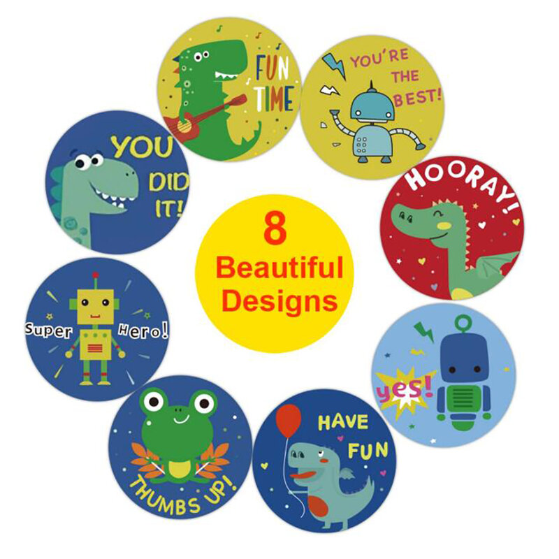 50-500 Buah Stiker Hewan Kreatif 1 Inci Label Stiker Hadiah untuk Guru Sekolah Anak-anak Stiker Alat Tulis Smiley