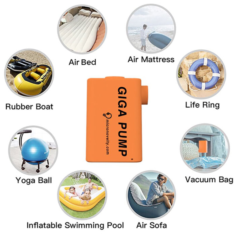 GIGA ปั๊ม1.0 Universal แบบพกพา Inflator ปั๊ม Outdoor Camping อุปกรณ์ชาร์จ USB สำหรับ Beach ที่นอน