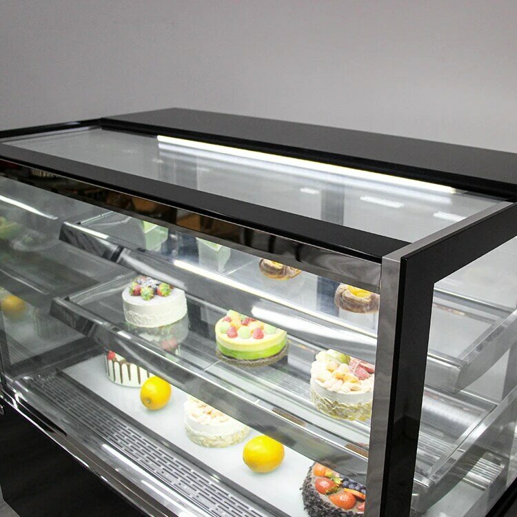 Gaya Baru Pintu Kaca Tampilan Kue Makanan Penutup Lemari Pendingin Menjaga Segar Freezer Vertikal