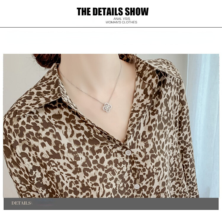 Camiseta con estampado De leopardo para Mujer, Blusa De manga larga para oficina, ropa De Moda para Mujer, top 80B