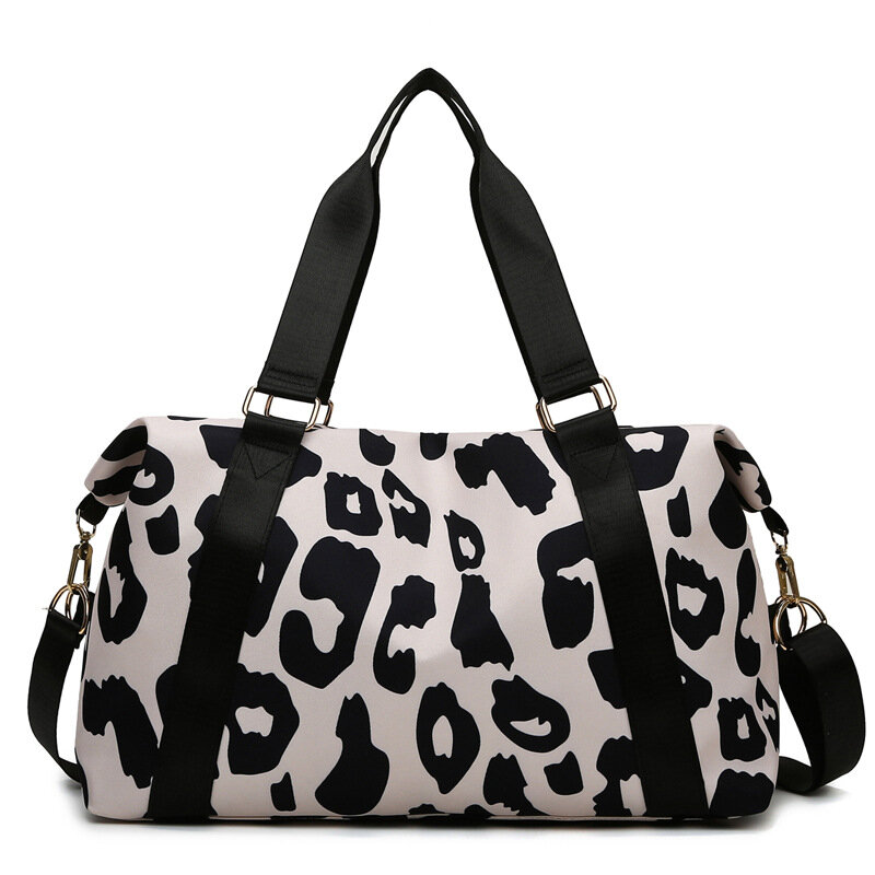 Fashion Pink Leopard Print Weekender Duffle Bag Woman Premium Large Travel Overnight Bag With Shoulder Strap