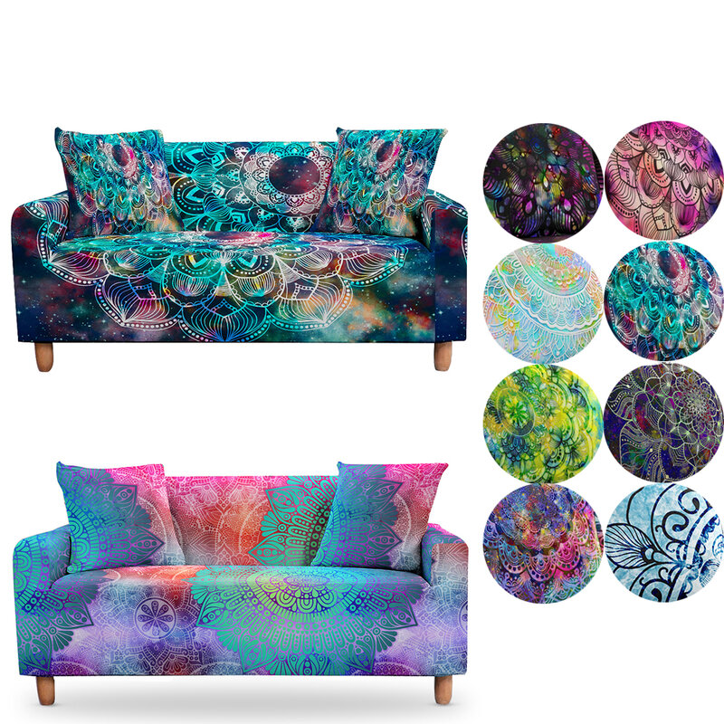 Funda de sofá elástica con estampado Floral y Mandala 3D para sala de estar, cubierta de sofá seccional, geométrica, para esquina, decoración del hogar