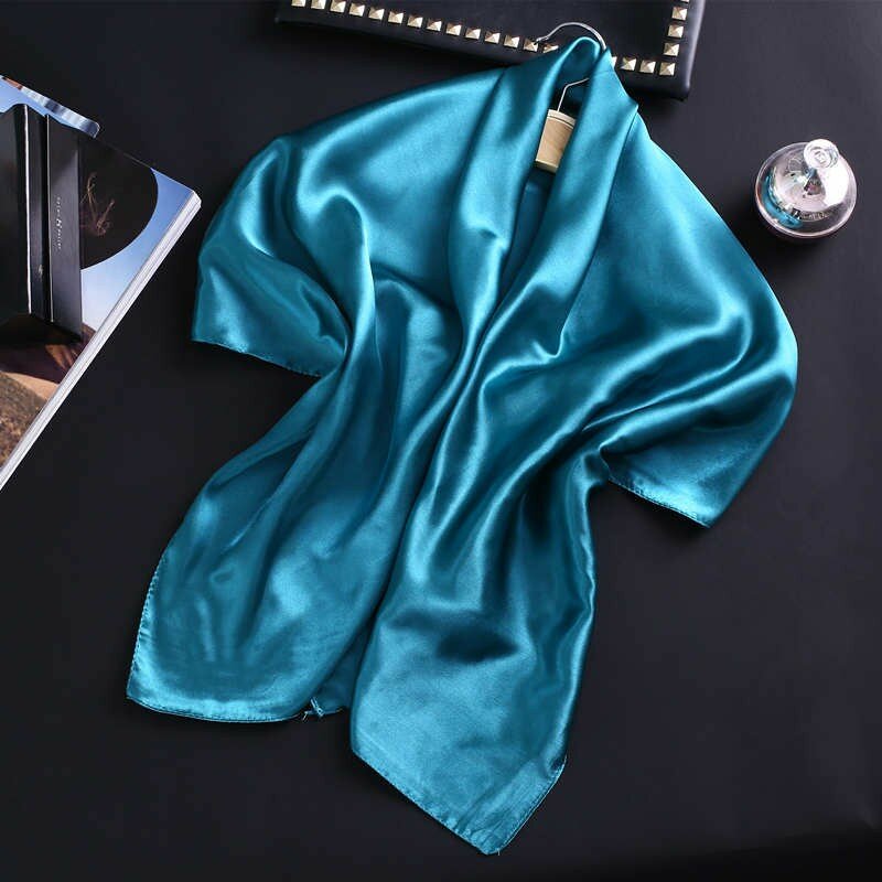 Luxxury Solide Satin Seide Schal Frauen Hijab Halstuch Schal Wrap Mode Griff Schals 90cm Platz Stirnband Foulard Bandana