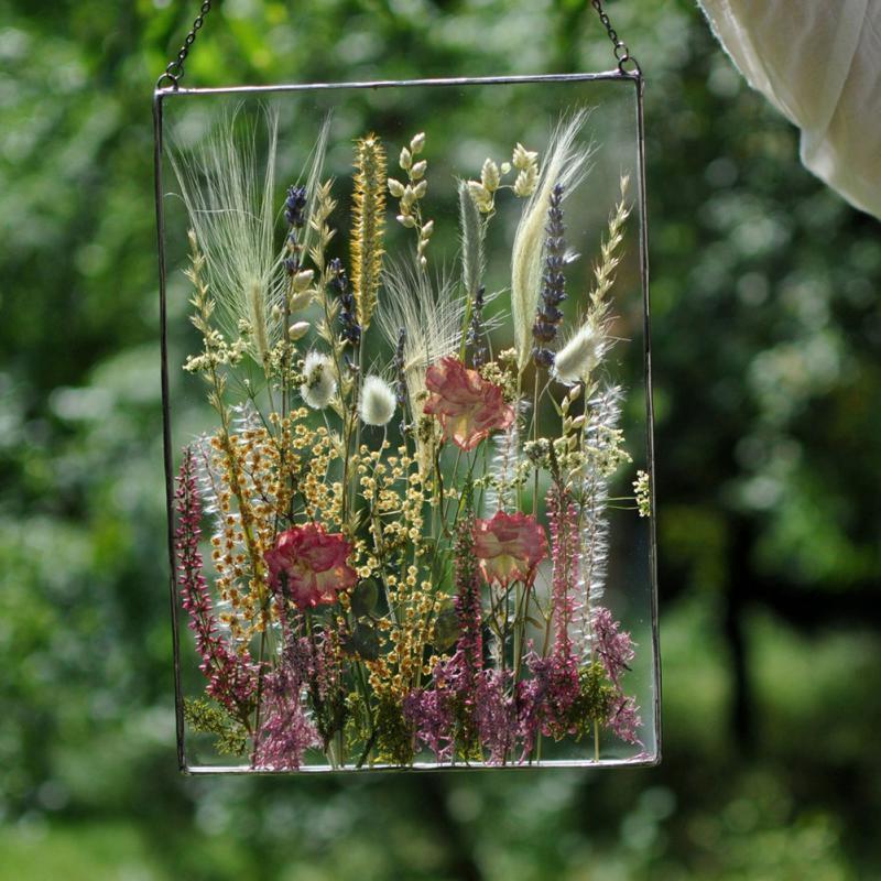 Pendentif mural de fleurs séchées en acrylique transparent, décoration de fête, décor personnalisé de plantes pour la maison, décoration murale de printemps