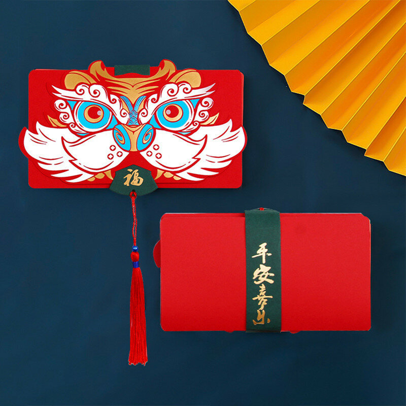 Складные бумажные красные конверты HongBao, милые бумажные пакеты на удачу, праздничные товары для китайского Нового года Hongbao