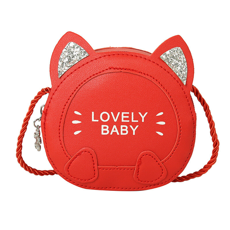 Сумка кросс-боди из ПУ кожи для девочек, сумочка на плечо с милым котом для младенцев, маленькая сумочка для мелочи