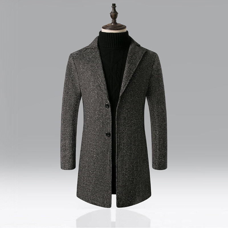 Пальто мужское шерстяное однобортное, приталенное, с лацканами, однотонное, ветровка из смесовой шерсти в стиле ретро, 5XL, Осень-зима
