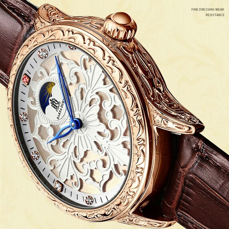 Reloj Mecánico de lujo para Hombre, Reloj automático con esqueleto de Tourbillon, luminoso, resistente al agua, oro rosa