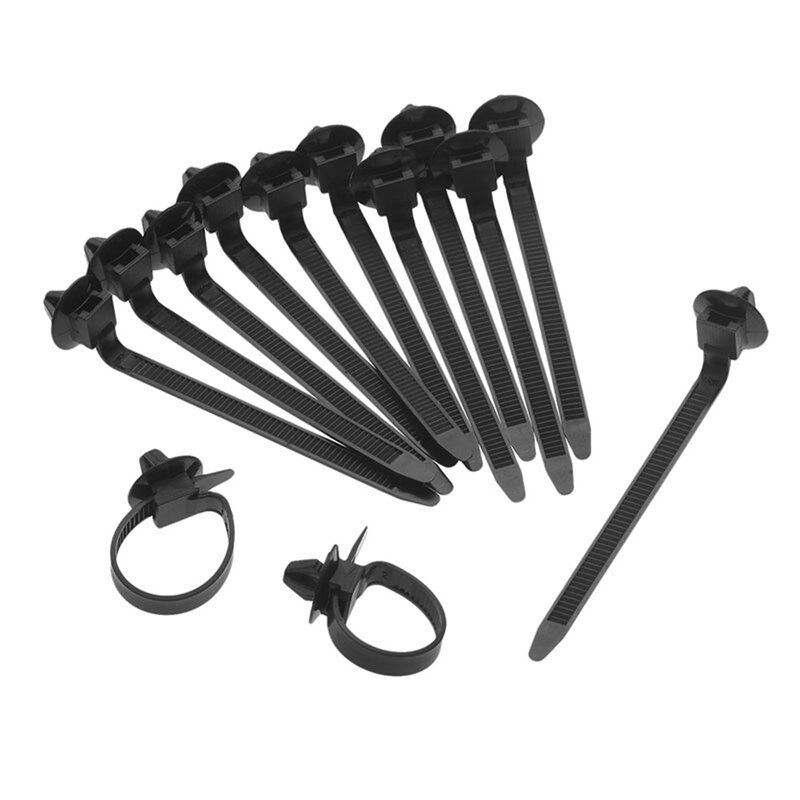 Yetaha 100/500 PCS Car Cable Fastening Ties Nylon Black Car Auto Cable Strap Push Mount Wire Tie Retainer Clip Clamp