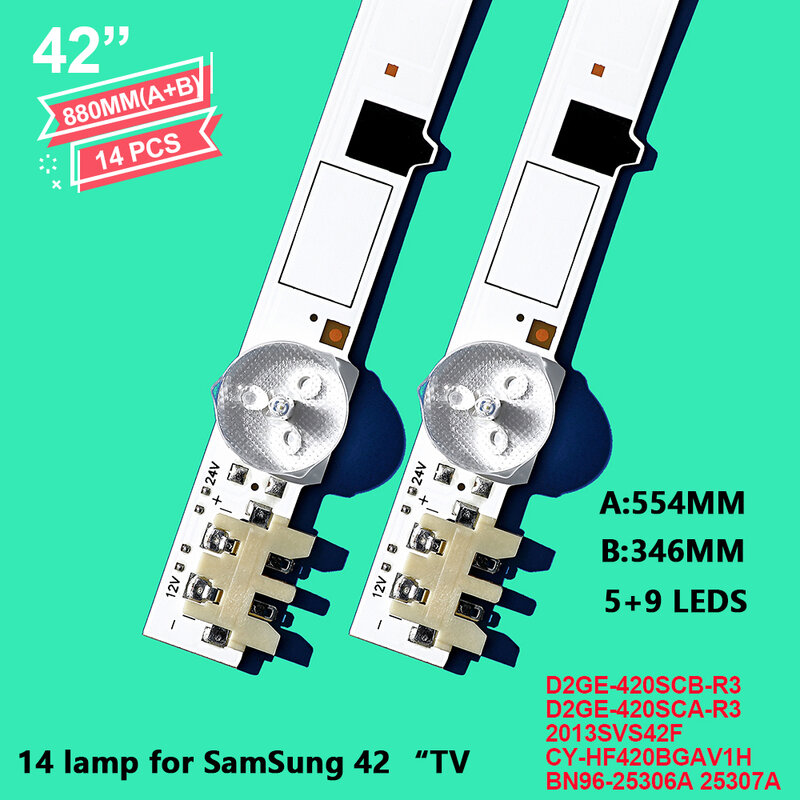 Lampu Latar LED Strip 42 Inci 14 LED untuk UE42F5000 UE42F5000AK UE42F5300 UE42F5500 UE42F5700 UE42F5030 BN96-25306A BN96-25307A