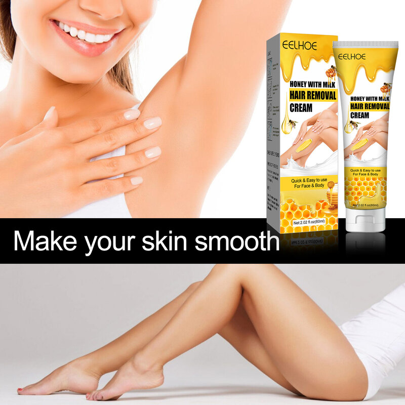 60ml leite mel creme de remoção do cabelo indolor eficaz removedor de cabelo axila pernas braços corpo depilatório creme depilação cuidados com o corpo