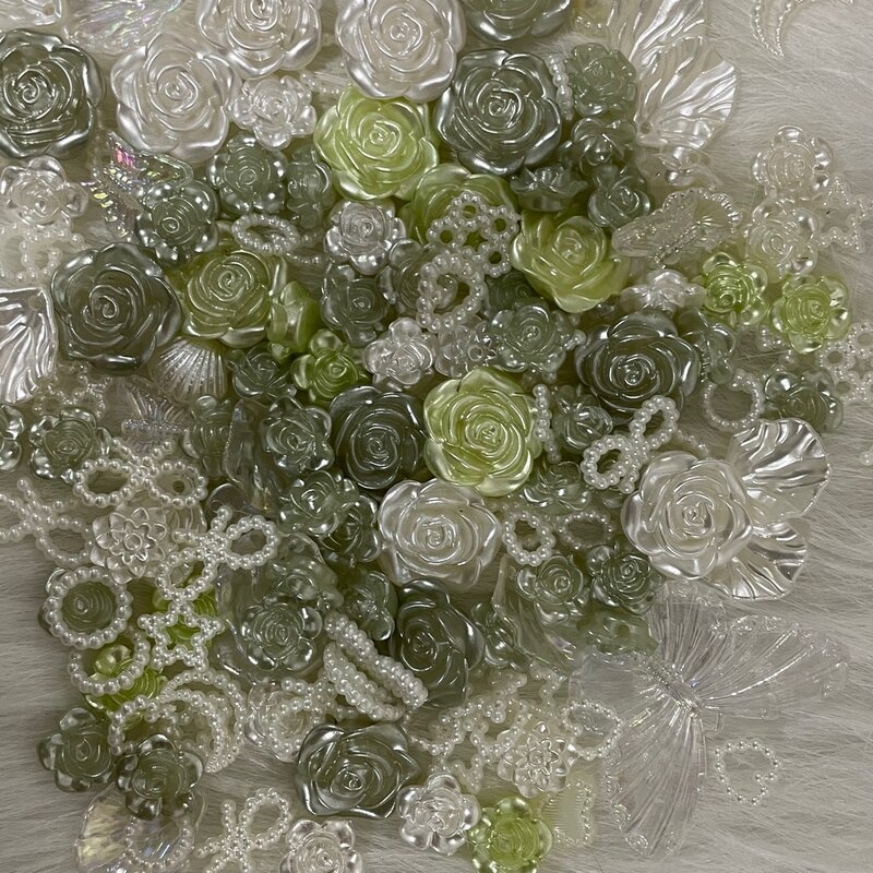 50g ABS Green Pearl DIY Material Jewelry Making Accessories Supplie For Home Nail Wedding Decoration Flowers Star Moon Butterfly