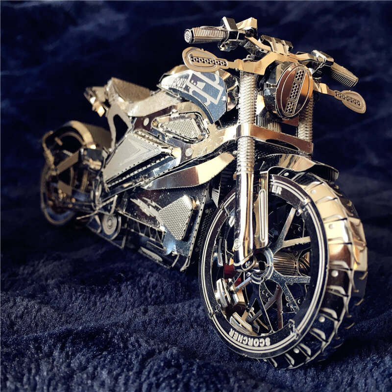 3D puzzle metalowe zemsta motocykl kolekcja Puzzle 1:16 l DIY 3D laserowo wycinane Model puzzle zabawki dla dorosłych