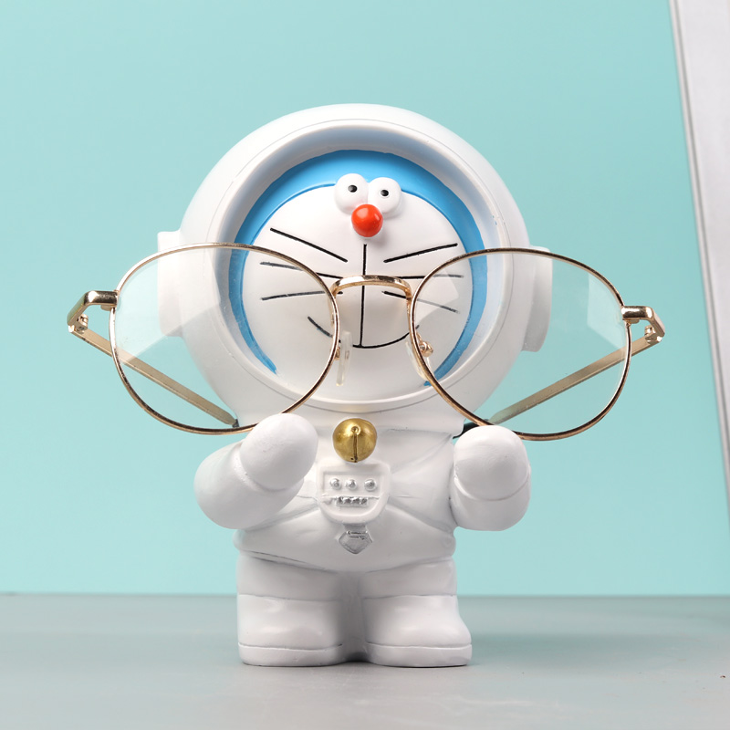 Criativo dos desenhos animados doraemon desktop bonito óculos suporte decoração presente de aniversário das crianças