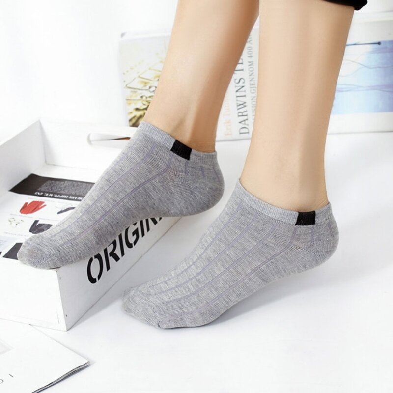 1 Pair Unisex Women Stripe Cotton Socks Short Ankle Low Cut No-show Casual Soft