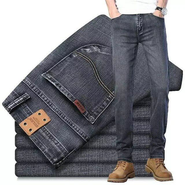 2022 nova sulee topo marca jeans de negócios estiramento calças de brim fino calças de brim casuais completos dos homens