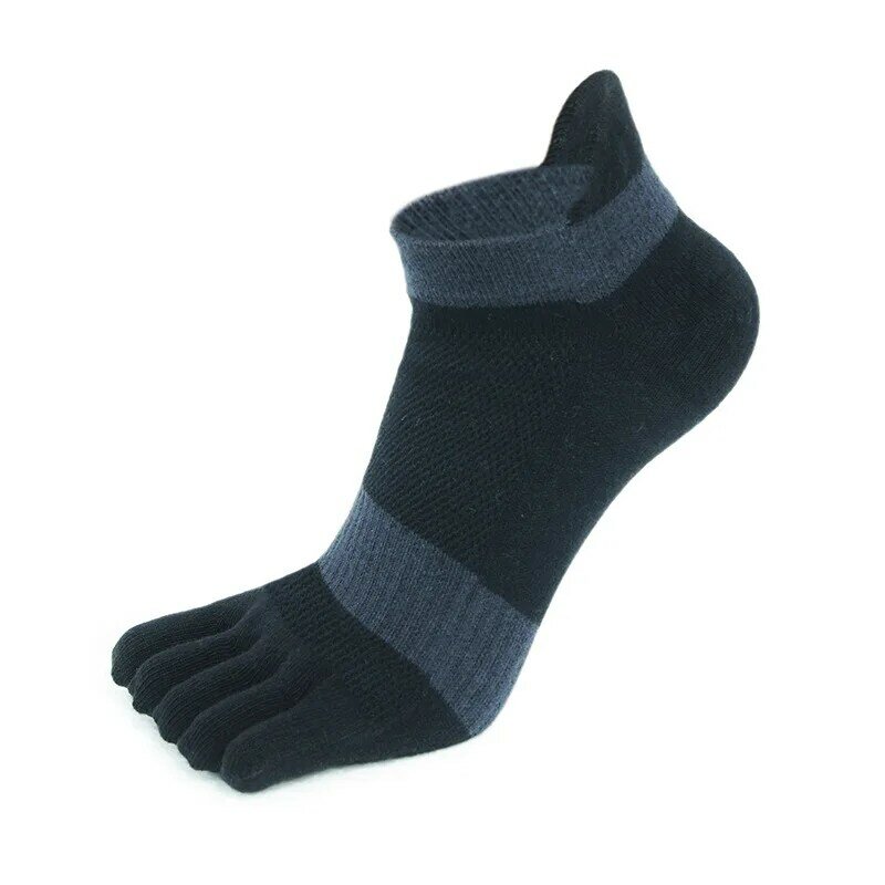 1 Pair Five Finger Ankle Sport Socks Cotton Mens Striped Mesh Breathable Shaping Anti Friction No Show Socks With Toes EUR39-46