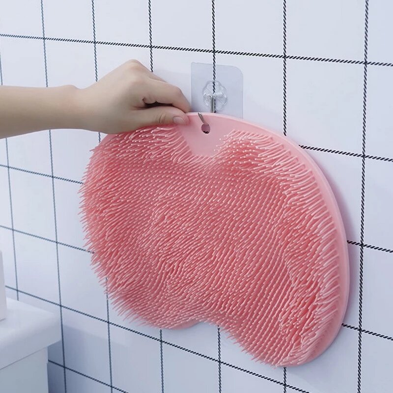 Złuszczająca szczotka do pleców masaż prysznicowy do ściany silikonowa obudowa szczotka do czyszczenia stóp antypoślizgowa gąbka do kąpieli akcesoria łazienkowe