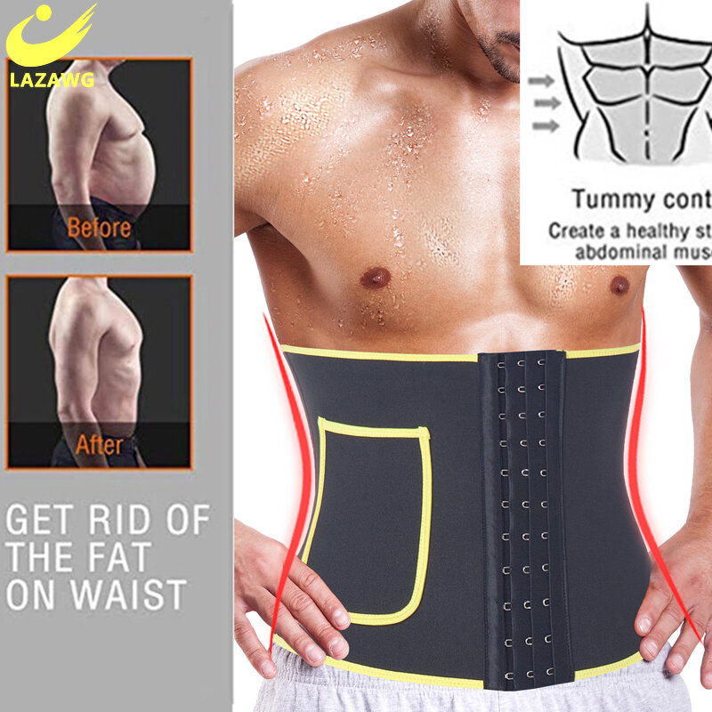 Lazawg Zweet Taille Trainer Riem Voor Mannen Neopreen Taille Trimmer Voor Gewichtsverlies Afslanken Body Shaper Tummy Controle Gordel