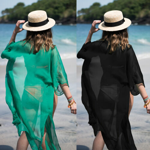 2021 Cover-Ups Women Solid Beachwear Short Sleeve Loose Female Swimwear Beachwear Summer Ladies Beach Dress Cover Up Dress