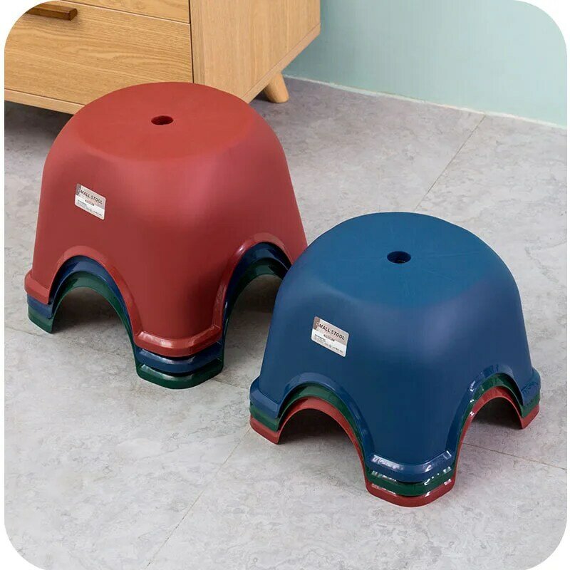 Home Adult Children's Low Stool Small Bench Plastic Footstool Bath Stool Change Shoe Stool for Bedroom Kitchen Living Room