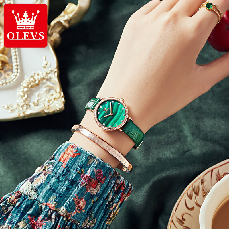 OLEVS Mode Wasserdichte Frauen Armbanduhr Import Maschine Core Corium Band Quarz Uhren für Frauen