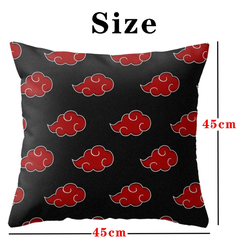 45*45cm anime naruto impresso fronhas akatsuki sharingan nuvem vermelha linho fronha sala de estar quarto decoração capa de almofada