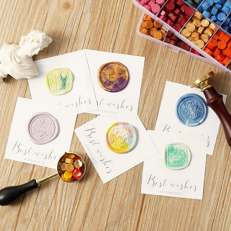 Kit de fabrication de timbres, 24 couleurs, perles de cire, pour scellage, enveloppe artisanale Vintage, pour mariage