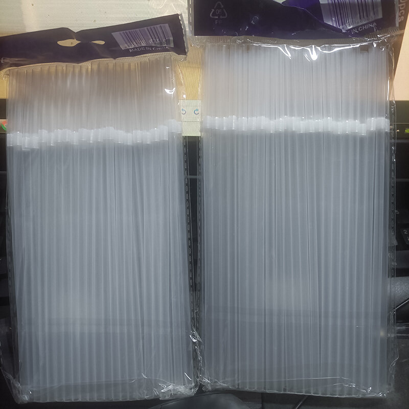 100 sztuk przezroczyste słomiane plastikowe jednorazowe długie łokcie słomki koktajl picia dla kuchni napoje akcesoria zastawa stołowa