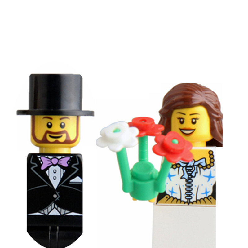 2pcs Wedding Bride And Groom Mini Man Cake Decoration Souvenir Gift Blocks