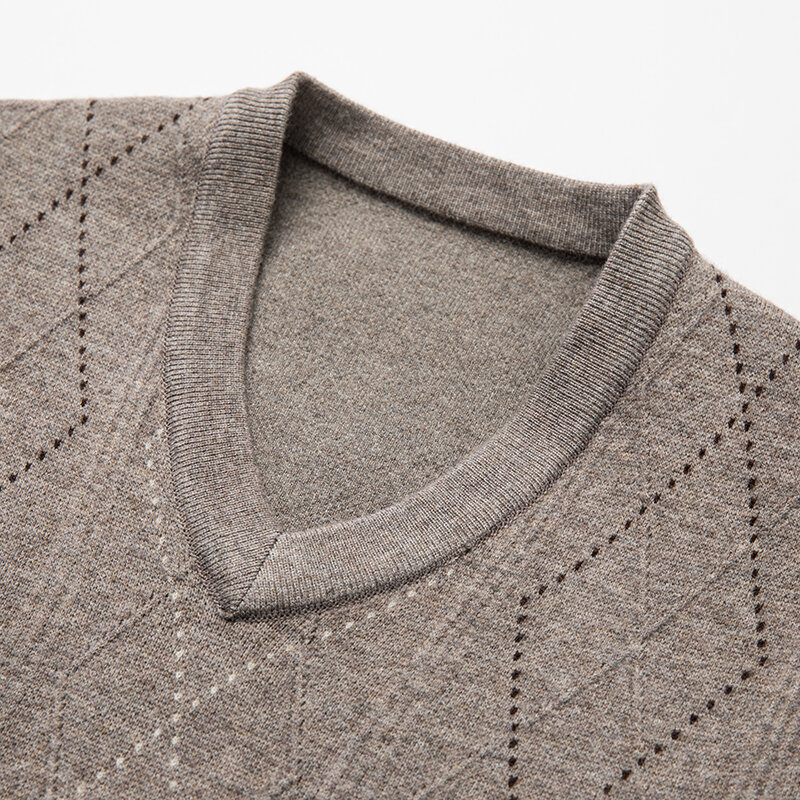 Gilet lavorato a maglia da uomo maglione senza maniche scollo a v gilet caldo gilet casual jacquard con diamanti