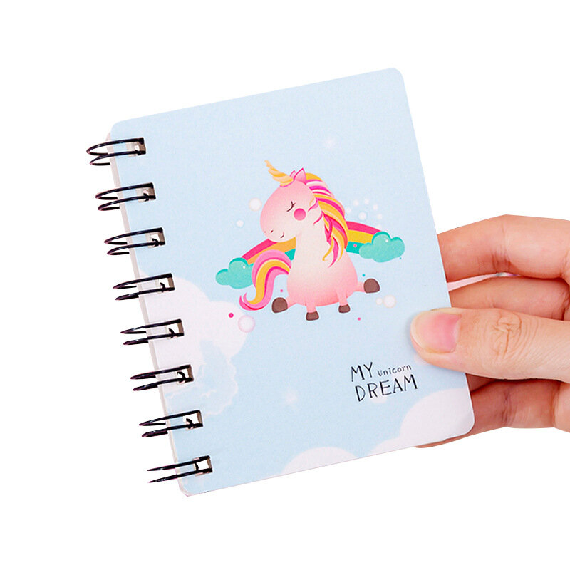 Bobina de dinosaurio mágico de dibujos animados lindo coreano, Mini cuaderno A7 portátil para estudiantes, Bloc de notas de bolsillo, suministros de oficina, Plan de diario de aprendizaje