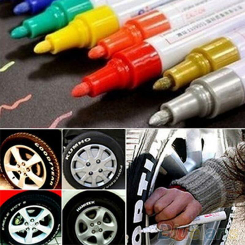 12 Kleuren Waterdichte Auto Tyre Loopvlak Rubber Metalen Permanente Verf Marker Pen
