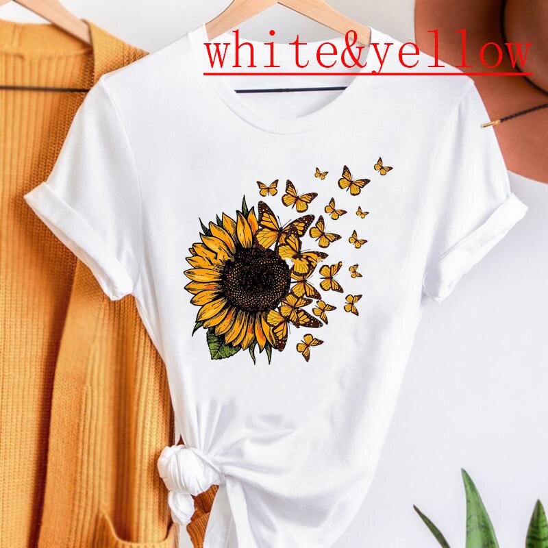 T-Shirt manches courtes pour femmes, vêtements à la mode, imprimé Floral papillon, décontracté, été