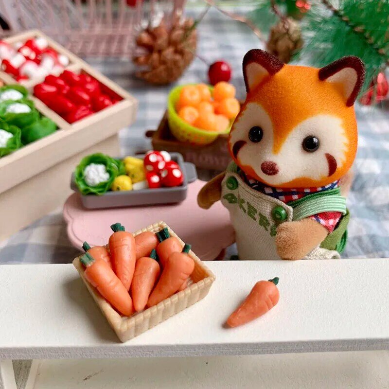 Mini słodycze w kształcie zabawek dom zabaw symulacja scena akcesoria dekoracja Panda owoce i warzywa Supermarket rzodkiewka Mango Star Fruit