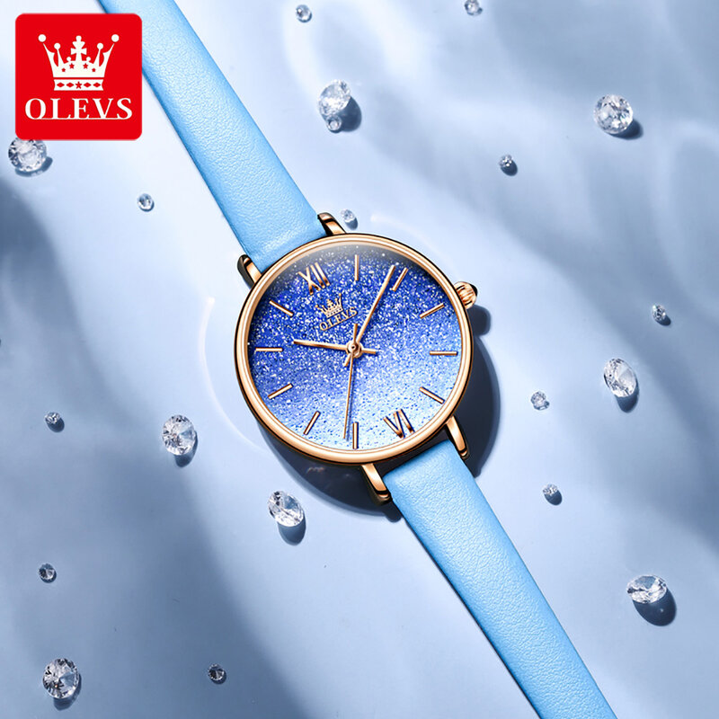OLEVS Corium حزام مقاوم للماء ساعة للنساء الكوارتز عالية الجودة موضة المرأة ساعة اليد