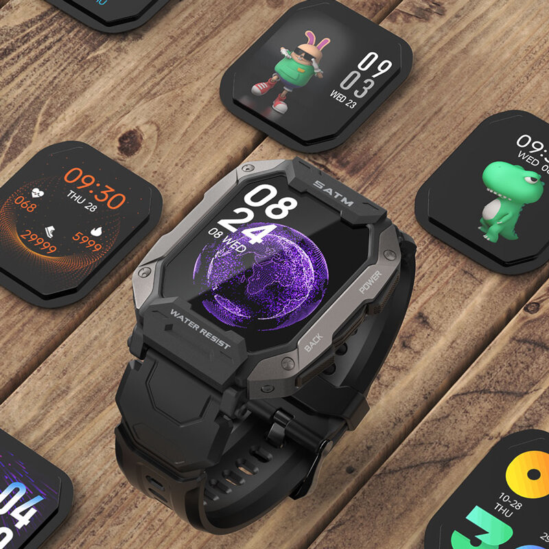 Rollstimi Neue Herren Smart Uhr 5ATM Wasserdichte Outdoor Sport Smart Uhren Herz Rate Blutdruck Bluetooth Smartwatch 2022