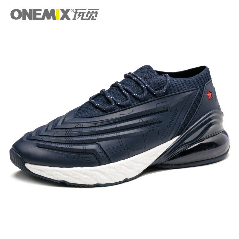 ONEMIX Sepatu Olahraga Lari Pria Fashion Sneakers Pria Sepatu Atletik Luar Ruangan Jaring Bersirkulasi Sepatu Pria Sepatu Kasual Kulit
