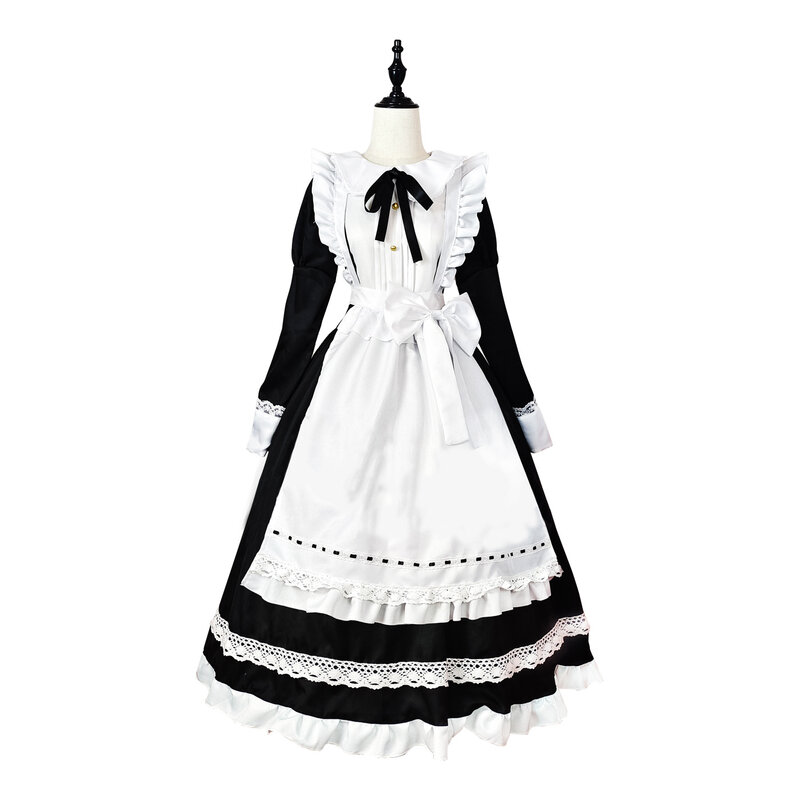 Disfraz de Lolita Maid para niñas y mujeres, traje negro bonito de sirvienta, espectáculo de animación, traje japonés, ropa de vestir, 2022