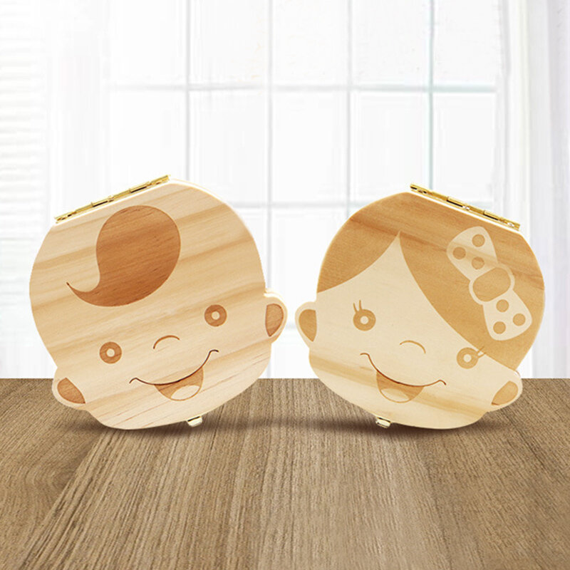 나무 아기 아이 이빨 요정 상자 영어 스페인어 프랑스어 러시아어 이탈리아어 배꼽 라누고 주최자 선물 모유 기념품