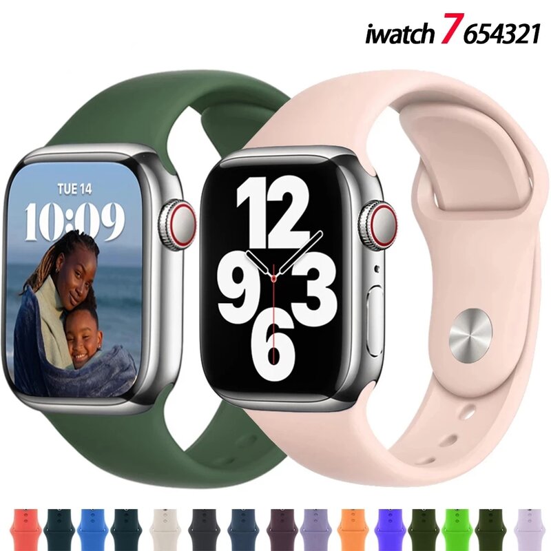 Silicone Mềm Thể Thao Cho Apple Watch SE 7 Series 44MM 40MM Cao Su Dây Quai Đeo Thông Minh IWatch 654321 42MM 38MM