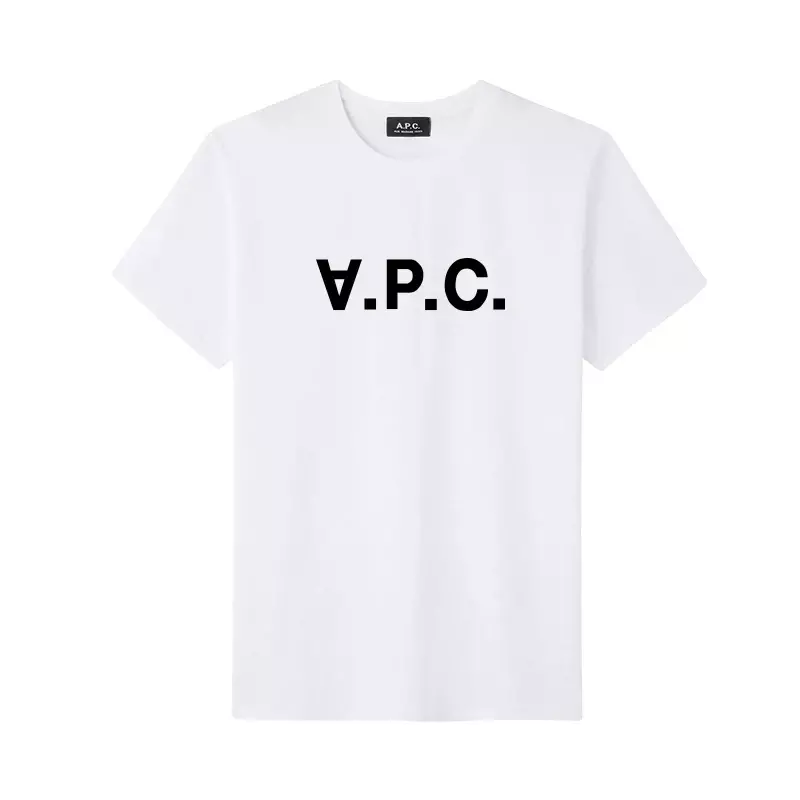 Новинка 2023, летние мужские и женские футболки из 100% хлопка, искусственная шикарная футболка большого размера с надписью APC и круглым вырезом