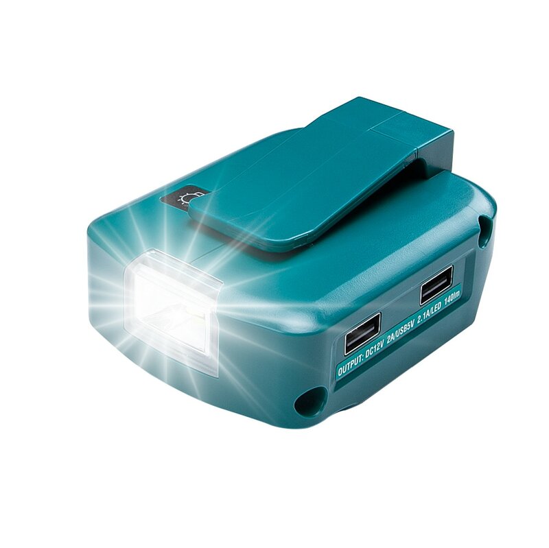 ADP05 14.4V/18V สิงโตแบตเตอรี่ Dual USB Converter พอร์ตไฟ LED Spotlight กลางแจ้งไฟฉายแบตเตอรี่