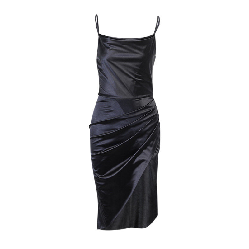 ストラップ付きサテンストラップレスドレス,セクシーな女性のサマードレス,サテンのイブニングドレス,2022
