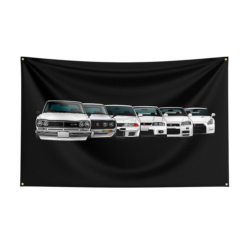 JDM Car Feel Banderole imprimée en polyester pour la décoration, voiture de course, 90x150cm