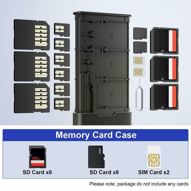 21 In 1 aluminium portabel kartu SIM Pin kartu memori portabel kartu memori dan kotak penyimpanan Pin memori SIM lampu telepon Ne C1J3