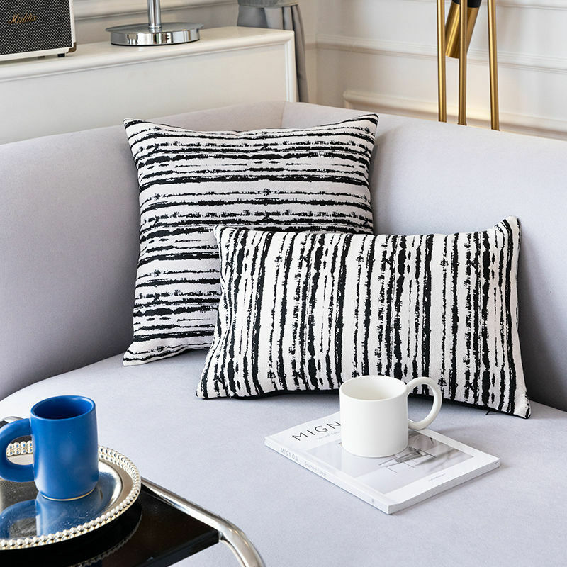 Черно-белый чехол для подушки в скандинавском стиле, вязаный простой современный полипропиленовый хлопковый домашний декор, высококачеств...