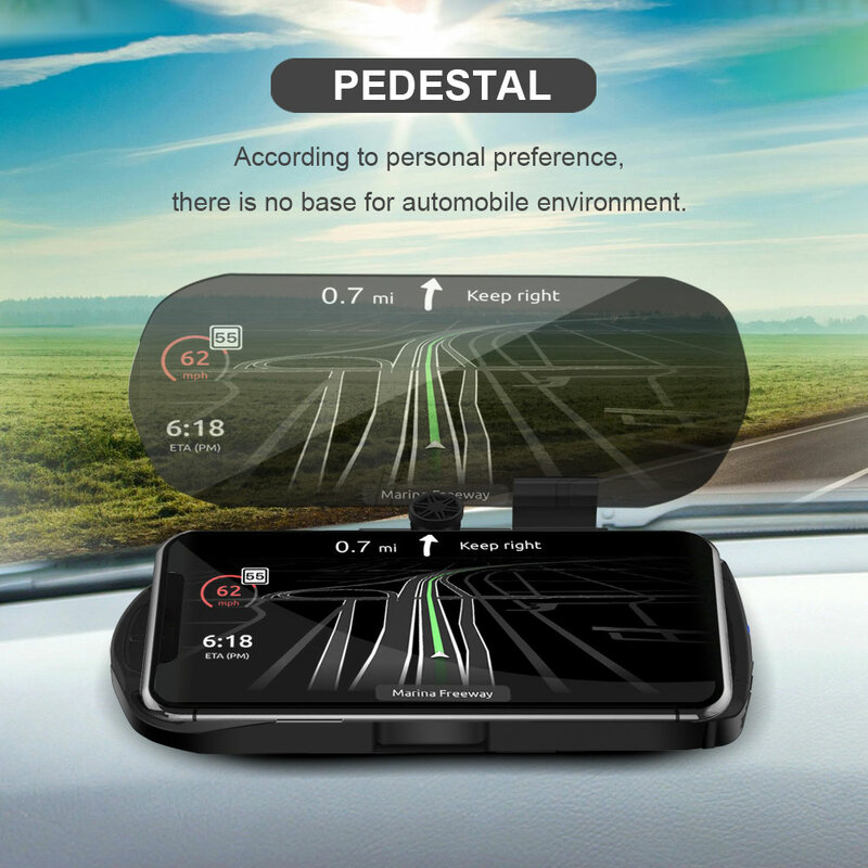 HUD Pengisi Daya Ponsel Pengisi Daya Nirkabel Navigasi GPS Proyektor Kecepatan Mobil Braket Pengisi Daya Mobil Navigasi Tampilan Kepala Atas
